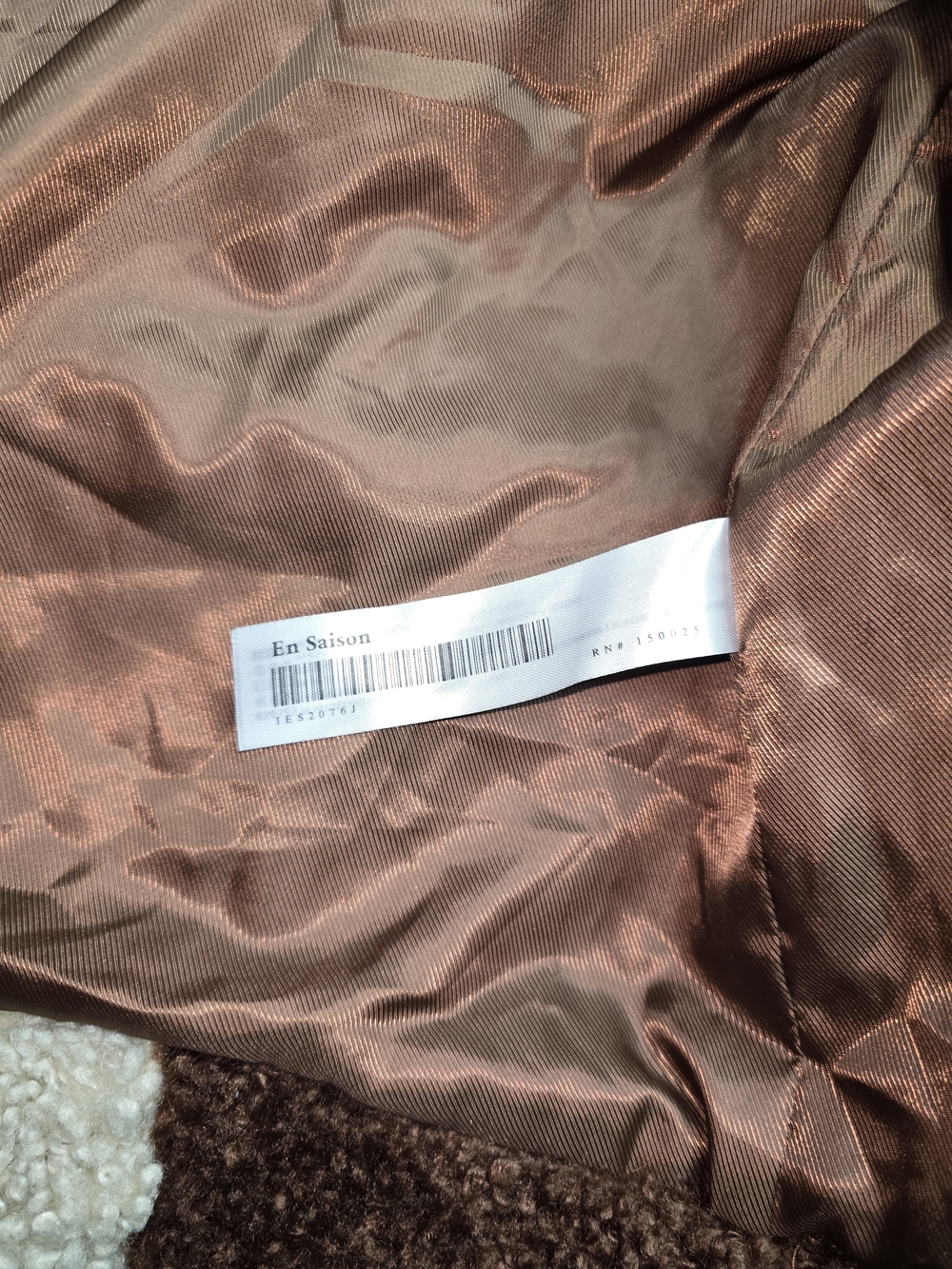 Anthropologie Colorblock Teddy Jacket in Brown and Cream - Picture 4 of 9